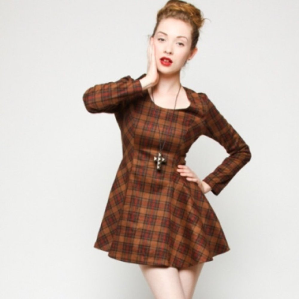 Gypsy Junkies Alpha Suede Plaid Skater Dress
